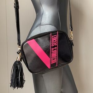 VS Crossbody EUC hot pink embroidered purse